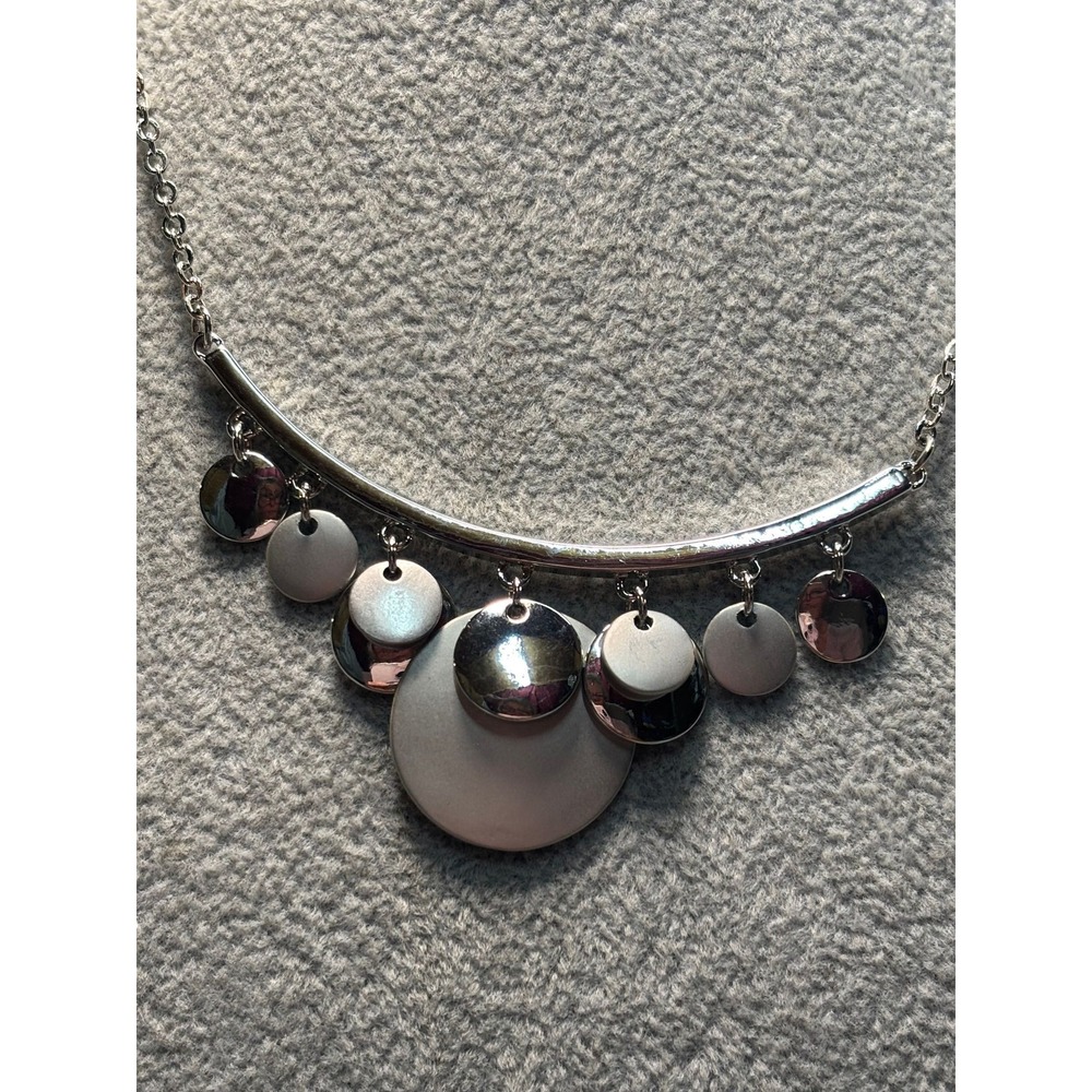 #74. Silver-tone Bib Curved Bar Necklace